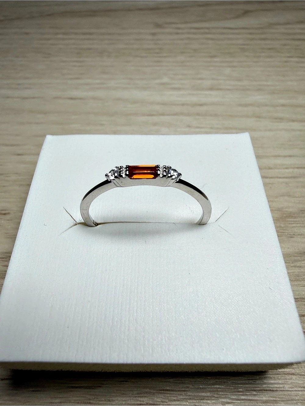 Orange Gemstone Silver-Tone Ring